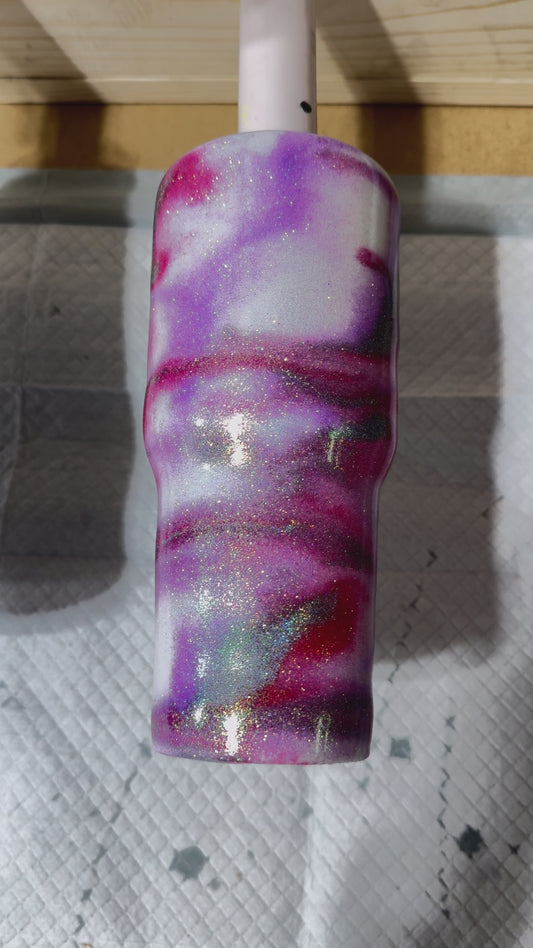 30Oz Pink, Lavender, and White Glitterflow Tumbler