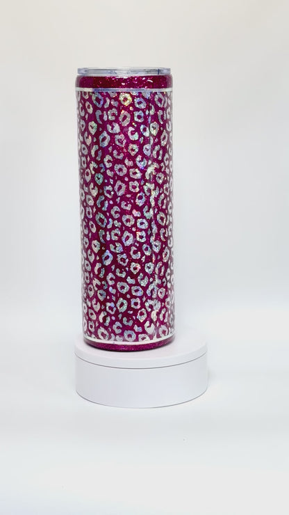 30 Oz Glitter And Cheetah Print Tumbler