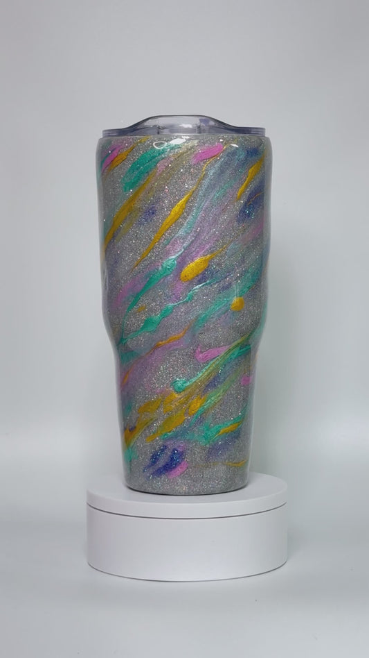 30 Oz Holographic Glitter And Mica Swirl Tumbler