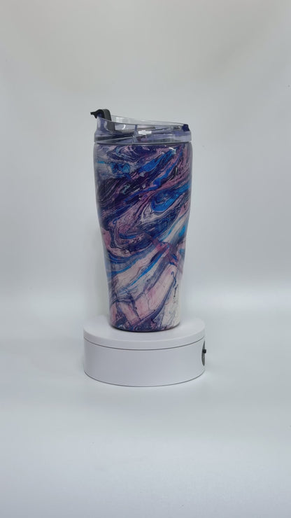 16 Oz Mystic Pink and Blue Marble Hydro Dip Epoxy Tumbler