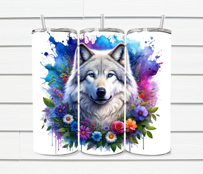 20 Oz Watercolor Wolves Sublimation Tumblers